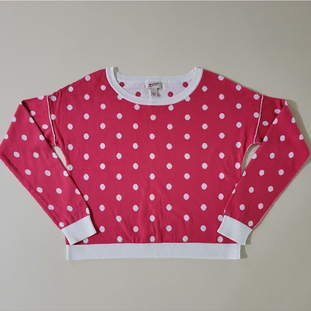 Arizona Jean Co. Women's Cherry Polka Dot Pullover Long Sleeve Sweater